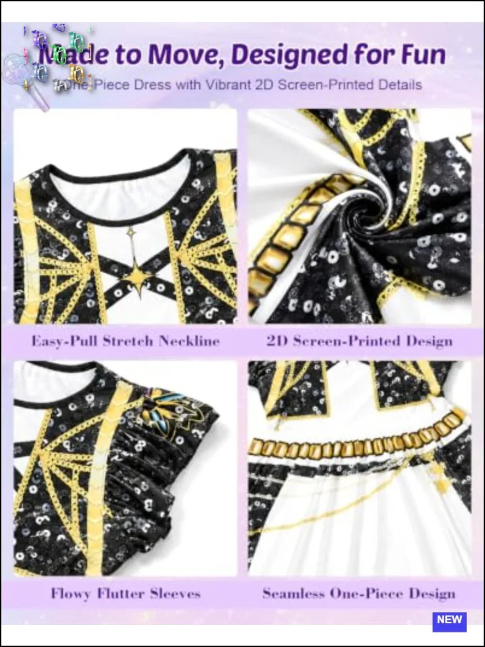 Kids Pop Singer Costume Dress with Matching Wig and Accessories